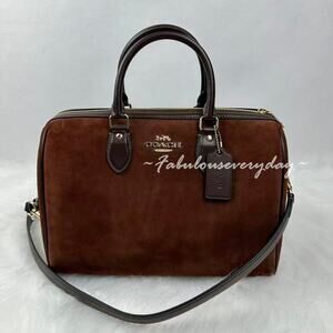Coach Rowan Large Satchel Bag Crossbody In Suede/Im/Vintage Brown CCC79 NWT